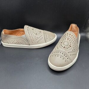 American Rag Womens Size 6 Taupe Perforated‎ Laser Cut Slip On Sneakers Flats